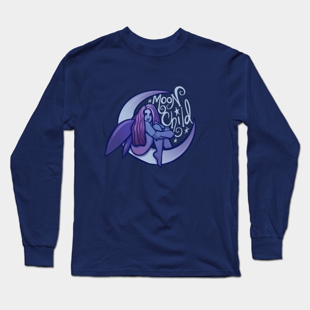 Moon Child Long Sleeve T-Shirt by bubbsnugg